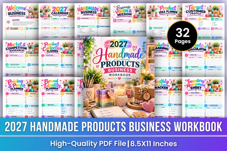 2027 Handmade Products Business Workbook | Business Planner