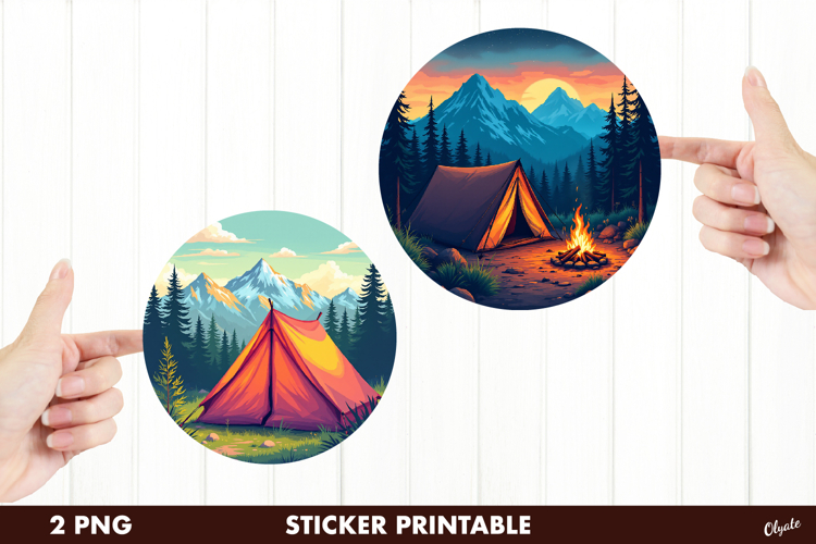 Adventure Stickers PNG. Camping Printable Stickers