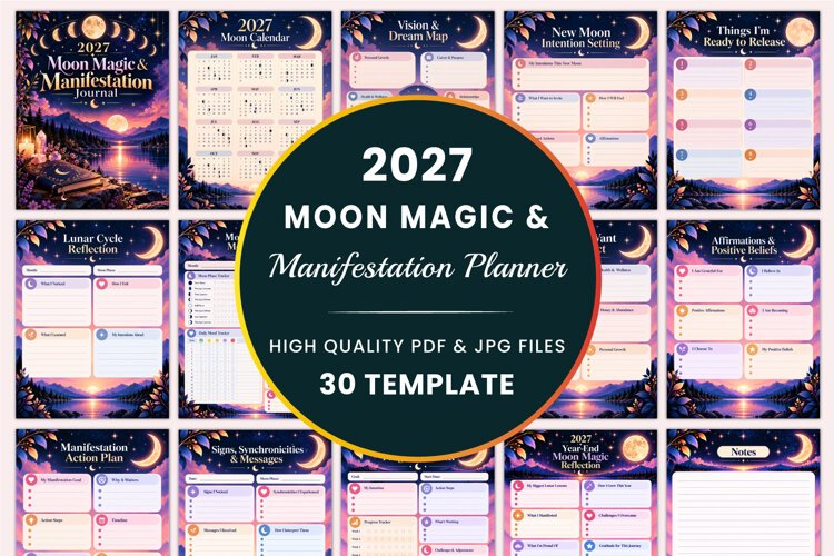 2027 Moon Magic & Manifestation Journal Kdp interiors example image 1