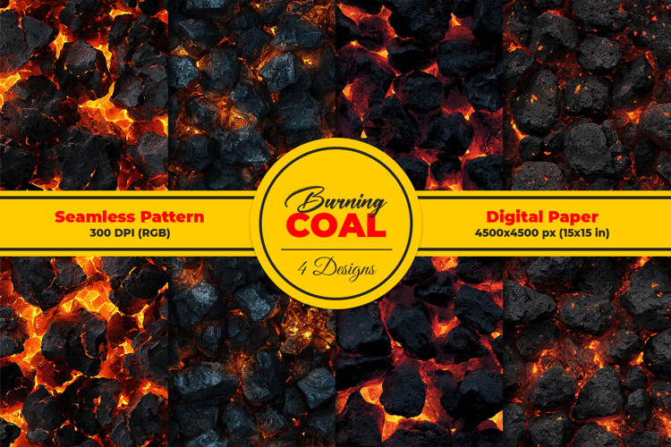 Burning Coal Seamless Pattern and Digital paper Background