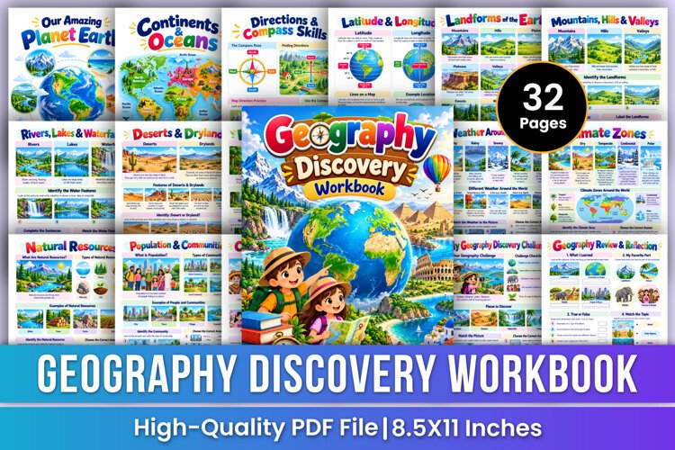 Geography Discovery Workbook | Maps, Continents, Landforms example image 1