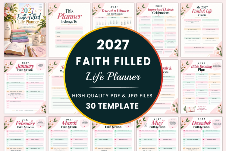 2027 Faith-Filled Life Planner Kdp interiors