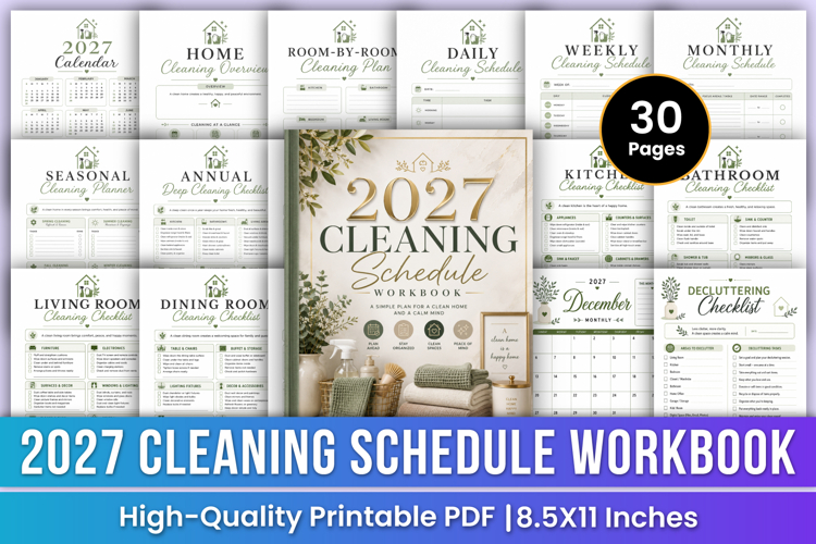 2027 Cleaning Schedule Workbook | Housekeeping