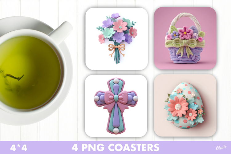 Easter Coaster PNG, Easter Sublimation Design