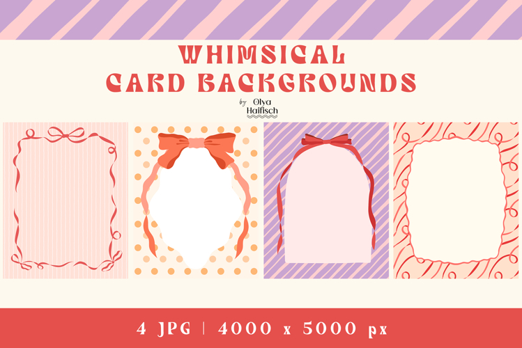 Whimsical Backgrounds. Ribbon Bow Retro Card Templates