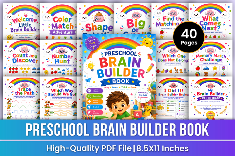 Preschool Brain Builder Book | Logic, Observation, Problem