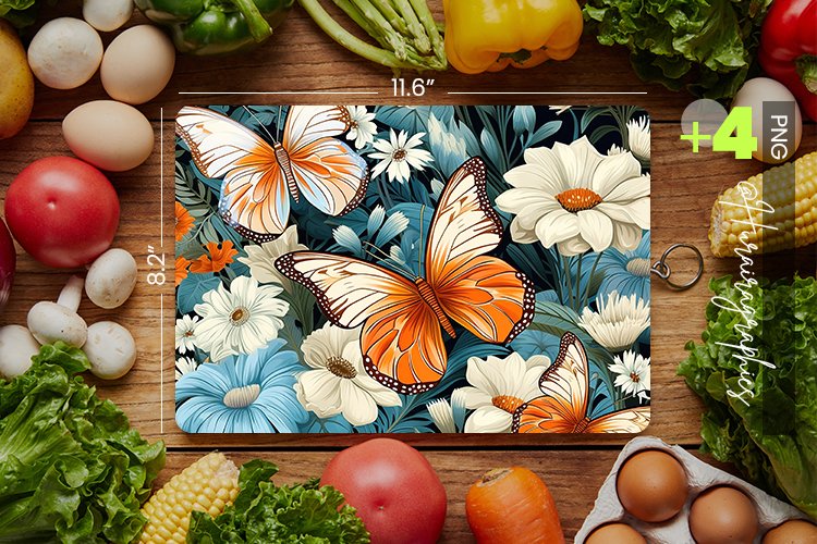 Butterflies Cutting Board Design - 04 Variations