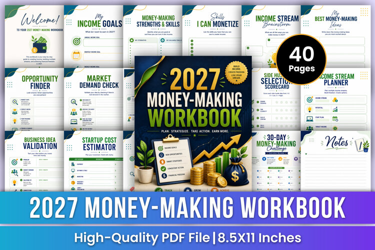 2027 Money-Making Workbook | Income Planner, Side Hustle example image 1
