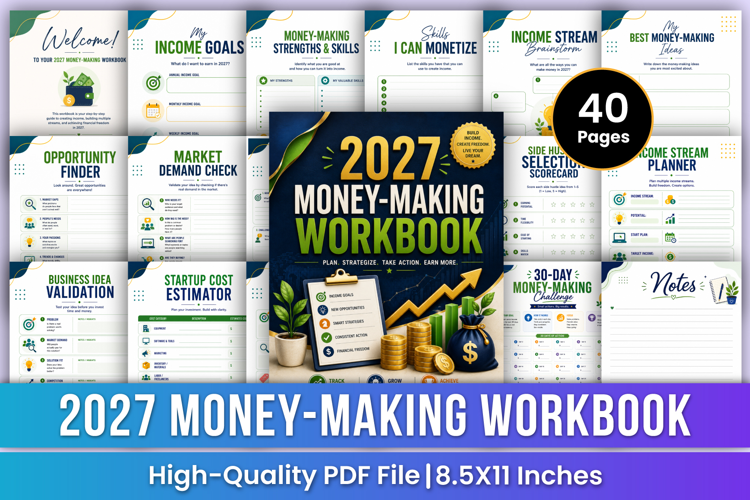 2027 Money-Making Workbook | Income Planner, Side Hustle