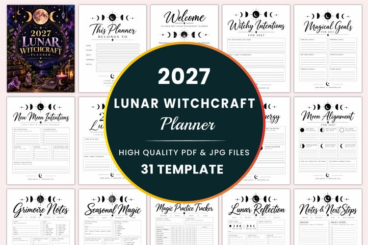 2027 Lunar Witchcraft Planner Kdp interiors example image 1