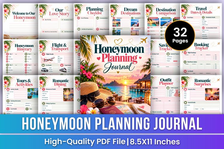 Honeymoon Planning Journal | Romantic Travel Planner, Budget example image 1