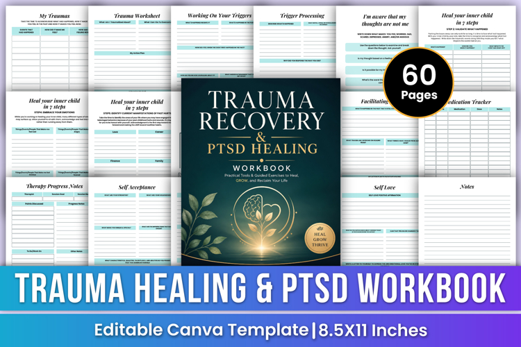 Trauma Workbook | PTSD Recovery & Healing Canva Kdp