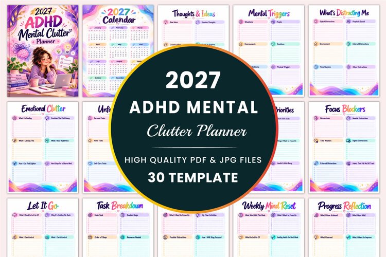 2027 ADHD Mental Clutter Planner Kdp interiors example image 1
