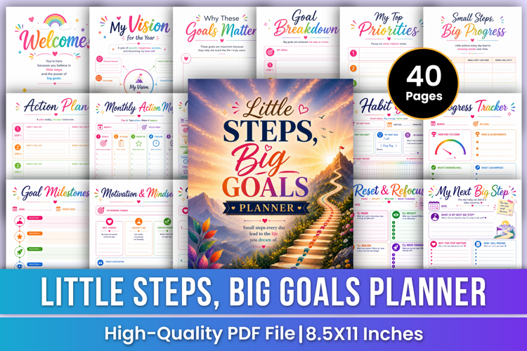 Little Steps, Big Goals Planner | Goal Setting, Action Plan