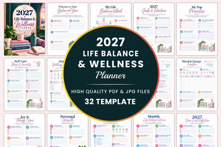 2027 Life Balance & Wellness Planner Kdp interiors