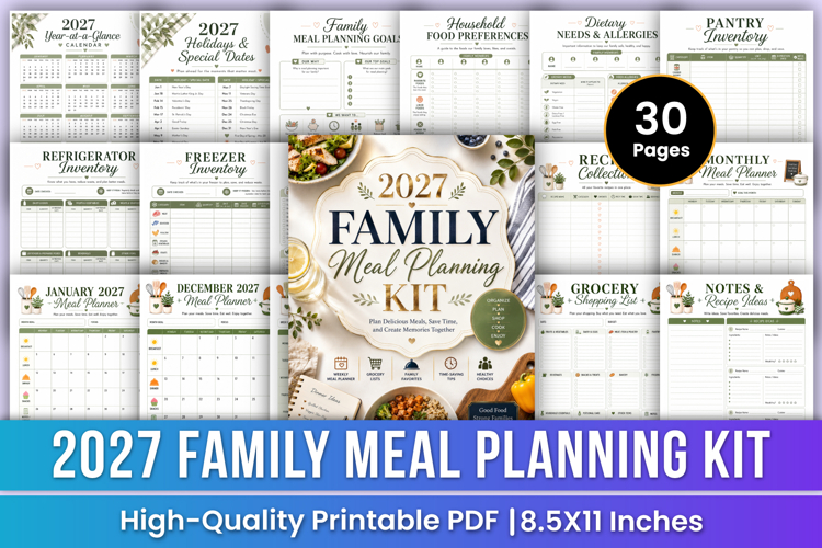 2027 Family Meal Planning Kit | Meal Planner