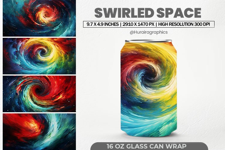 Swirled Space Glass Can Wrap,16 Oz Tumbler Sublimation