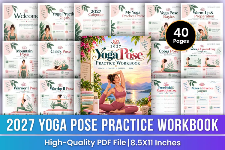 2027 Yoga Pose Practice Workbook | Yoga Poses, Practice