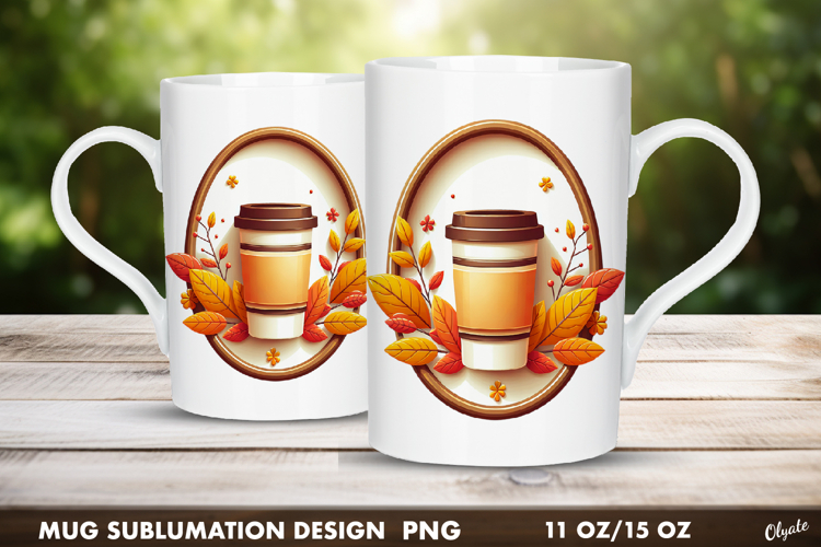 Fall Mug Wrap. Autumn Mug Wrap. Coffee Fall, 11&15 OZ
