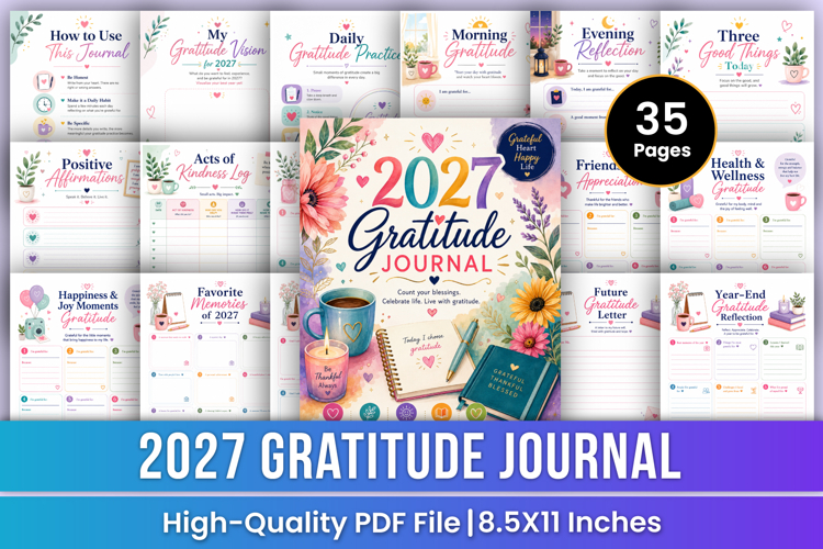2027 Gratitude Journal | Daily Gratitude & Positive Mindset