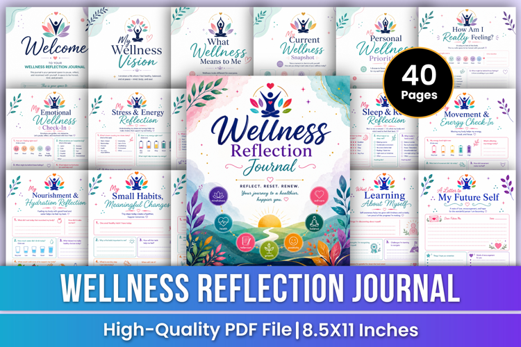 Wellness Reflection Journal | Self-Care, Mindfulness