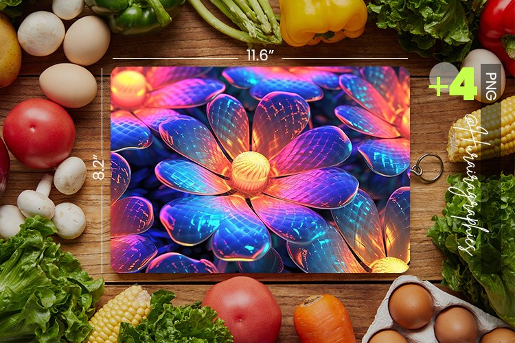 Holographic Flower Cutting Board Design - 04 Variations