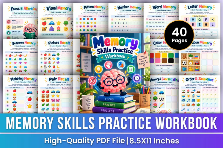 Memory Skills Practice Workbook | Memory, Focus, Recall