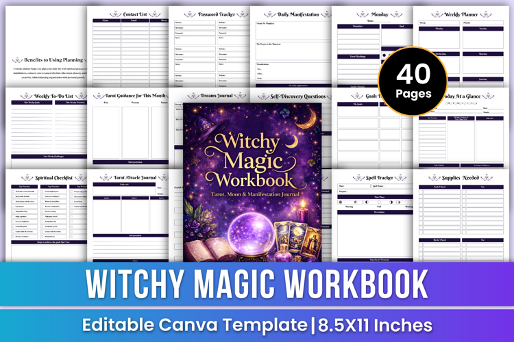 Witchy Magic Workbook | Tarot, Manifestation & Spiritual
