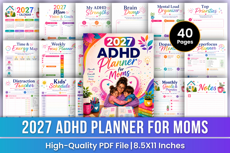 2027 ADHD Planner for Moms | Focus, Family & Daily