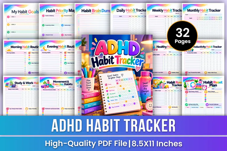 ADHD Habit Tracker | Focus, Productivity, Wellness & Habit