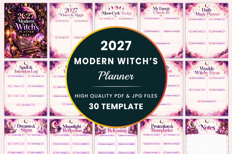 2027 Modern Witch’s Planner Kdp interiors example image 1