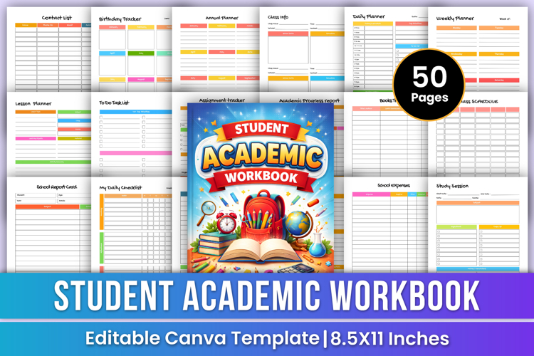 Student Academic Workbook | Study Planner, Homework Tracker
