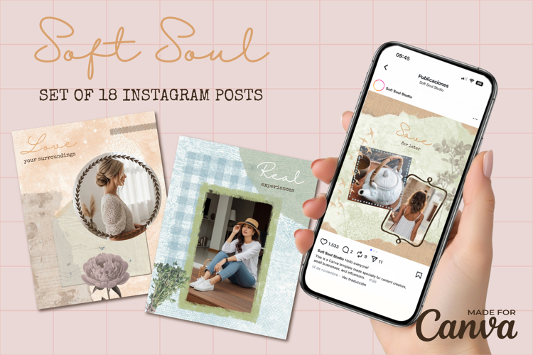 Soft Soul Instagram Templates for Canva