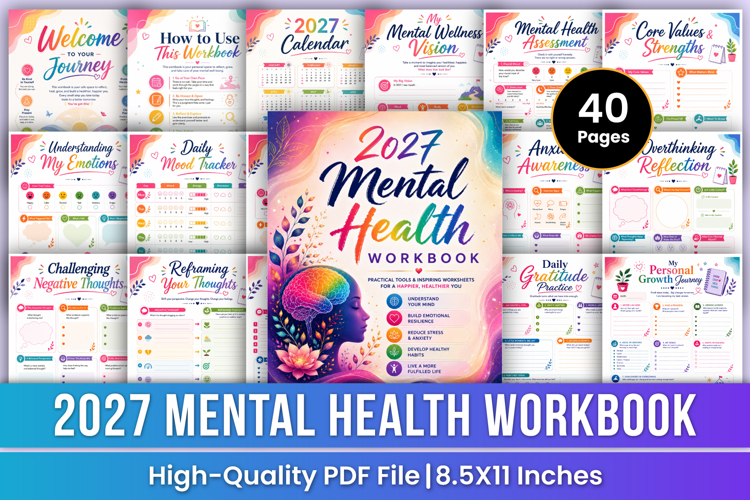 2027 Mental Health Workbook | Self-Care & Emotional Wellness