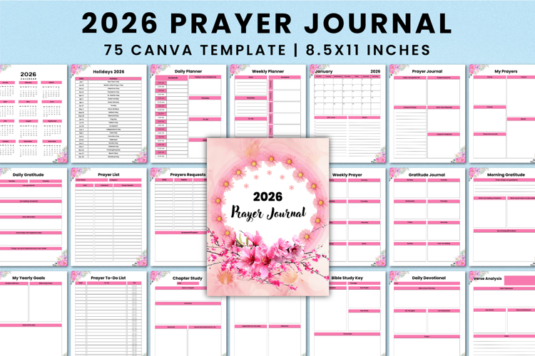 Editable 2026 Prayer Journal For Canva Template