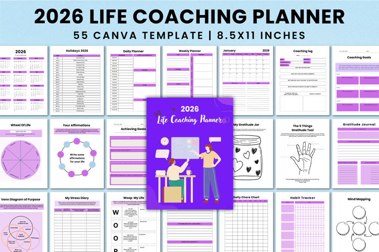 2026 Life Coaching Planner For Canva Templates