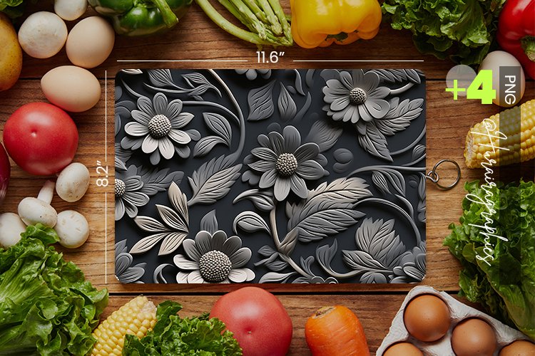 Embosed Floral Cutting Board Design - 04 Variations