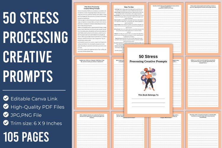 50 Stress Processing Creative Prompts For Canva Template example image 1