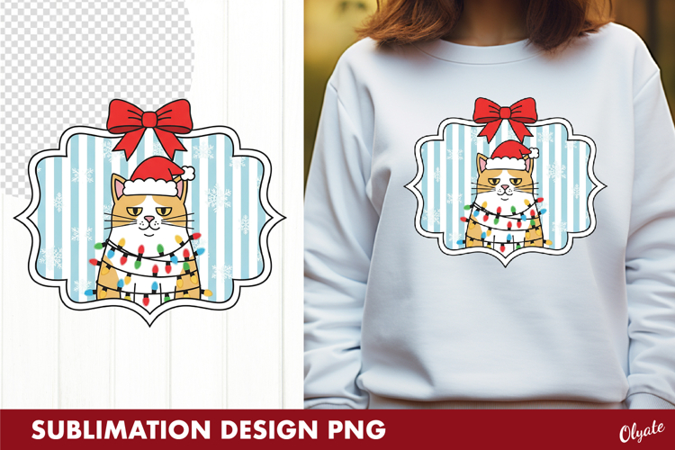 Christmas Cat, Tshirt Postage Stamp PNG