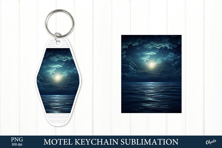 Motel Keychain Sublimation. Night Sea Sublimation PNG example image 1