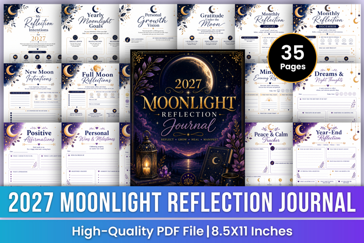 2027 Moonlight Reflection Journal | Self-Discovery & Lunar