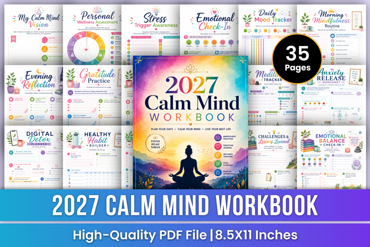 2027 Calm Mind Workbook | Stress Relief & Mindfulness