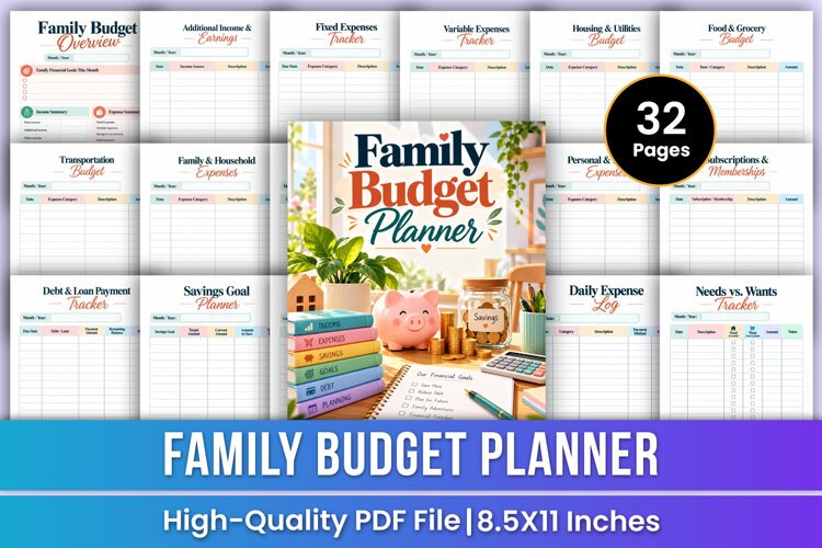 Family Budget Planner | Income, Expenses, Savings example image 1