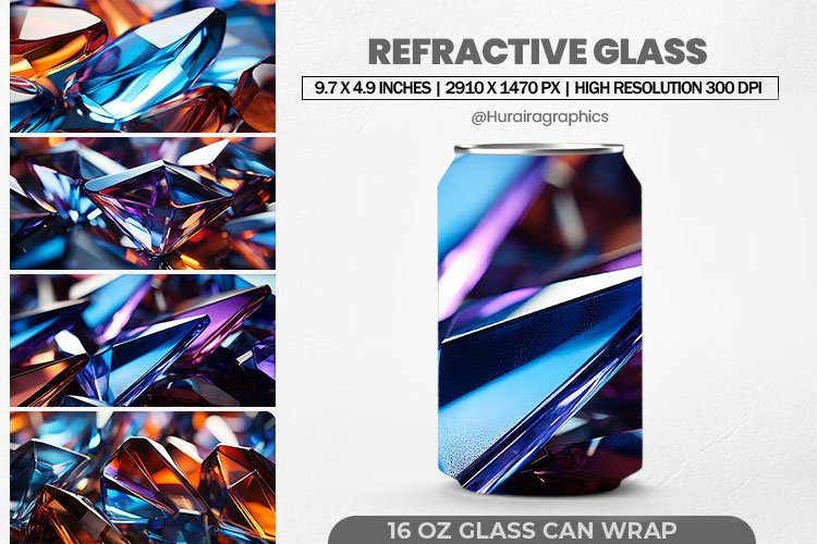 Refractive Glass Can Wrap,16 Oz Tumbler Sublimation