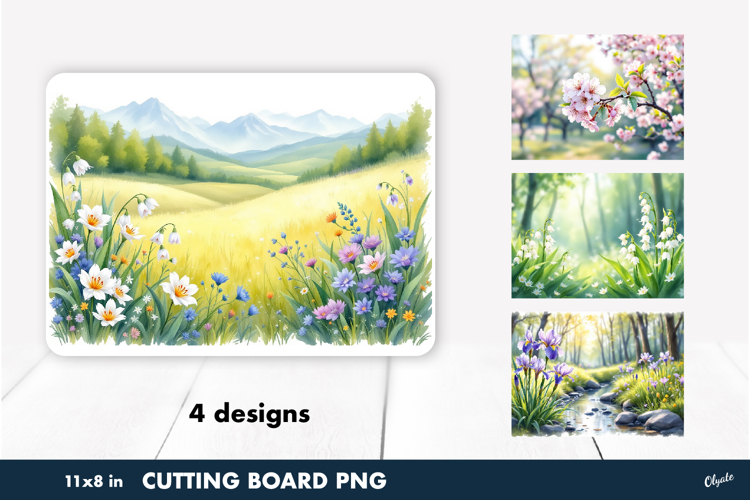 Spring Landscape Cutting Board PNG