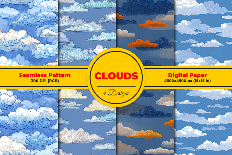 Cloud Seamless Pattern and Digital Paper