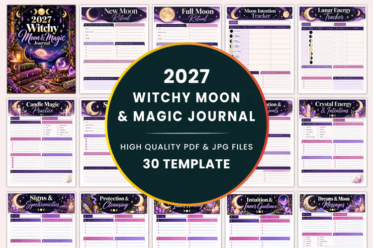 2027 Witchy Moon & Magic Journal Kdp interiors