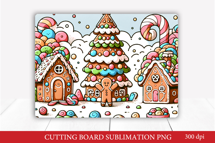 Gingerbread Christmas Cutting Board PNG