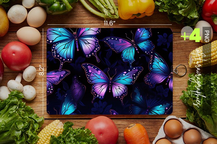 Holographic Butterflies Cutting Board Design - 04 Variations