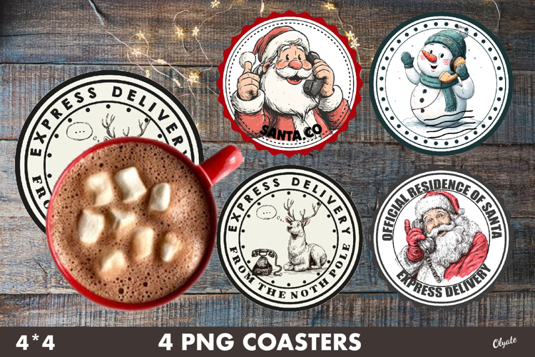 Christmas Stamp Coaster, Post Stamp Christmas Coaster PNG